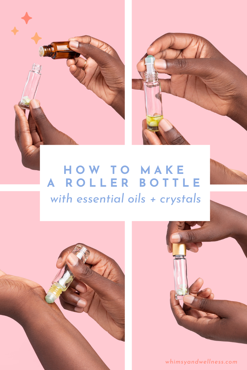 how to make a roller bottle with essential oils and crystals