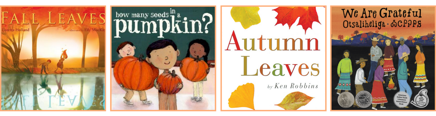 fall leaves, how many seeds in pumpkin, autumn leaves, we are grateful fall books for kids