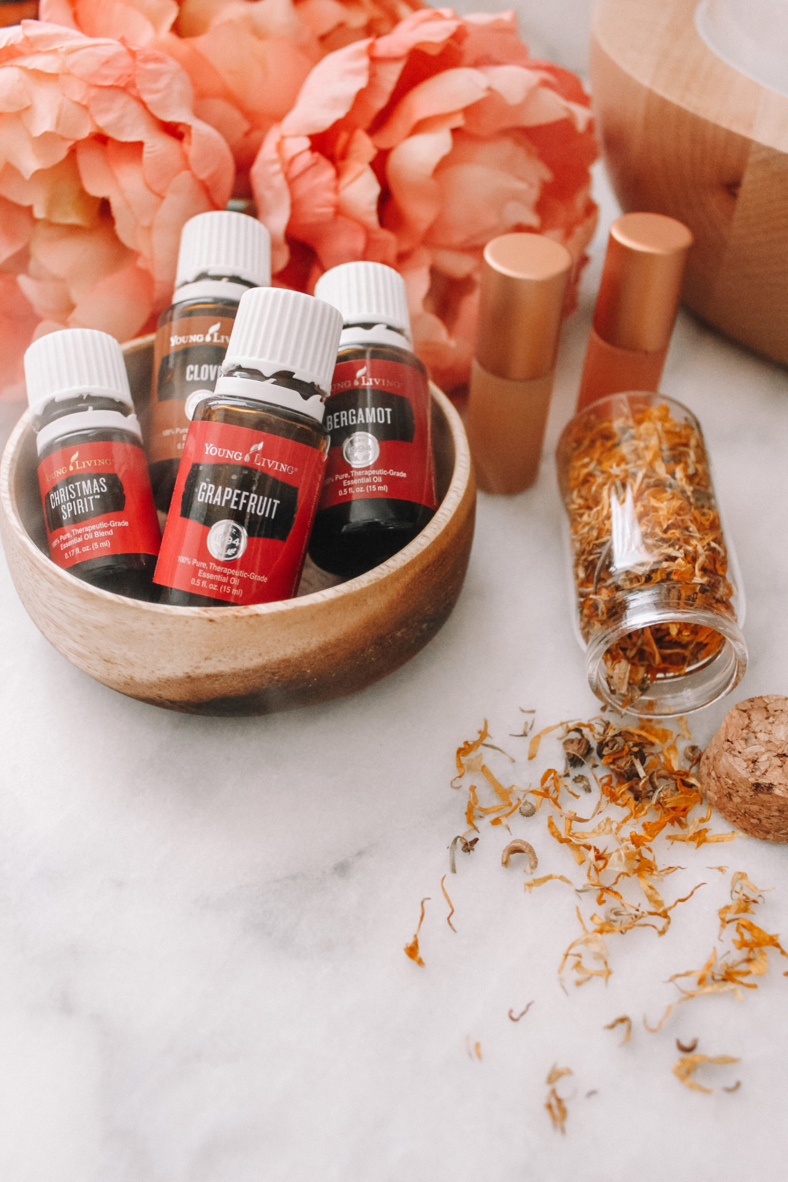 Aubrey Kinch shares her favorite fall diffuser recipes using Young Living essential oils and Whimsy + Wellness products